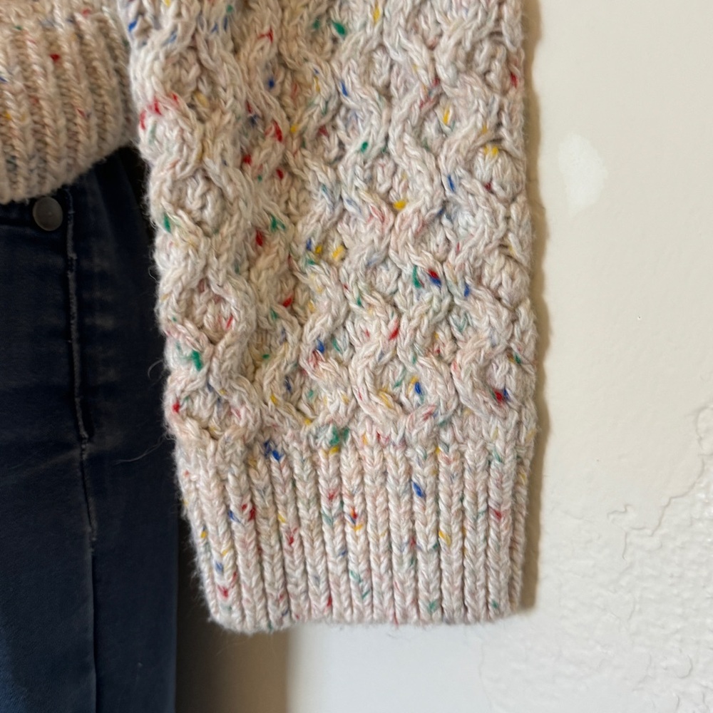 Lands' End Cozy Lofty Aran Cable Knit Turtleneck Sweater Size S - Picture 3 of 8